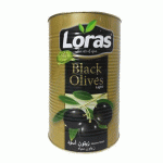 زیتون سیاه لوراس Loras با هسته قوطی 1300 گرم