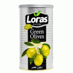 زیتون سبز لوراس Loras با هسته قوطی 1300 گرم